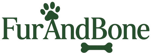 Create a unique dark green color logo for FurAndBone